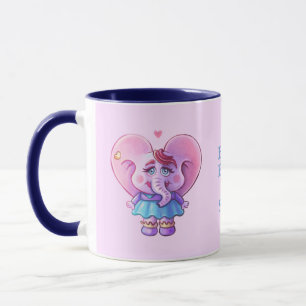 Niedlicher rosa Elefant in Liebe (mit Ihrem Namen) Tasse