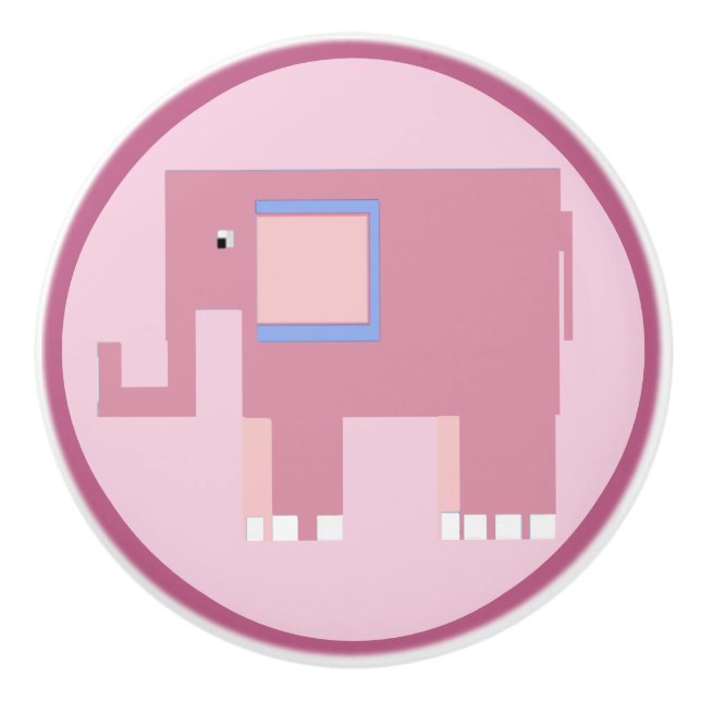 Niedlicher rosa Elefant Keramikknauf (Vorderseite)