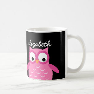 Niedlicher rosa Eulen-individueller Name für ihr Tasse