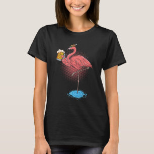 Niedlicher Rosa Flamingo Trinkt Bier Männer Fraue T-Shirt