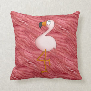 Niedlicher rosa Flamingo u. Feder-Muster-Kissen Kissen