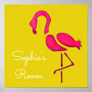 Niedlicher Rosa Flamingo-Vogel Poster