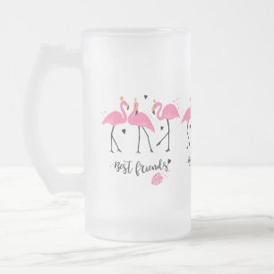 Niedlicher rosa Flamingos Prämien-Vektor Mattglas Bierglas