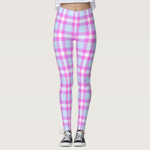 Niedlicher rosa Frost Büffel-Karo-kariertes Muste Leggings