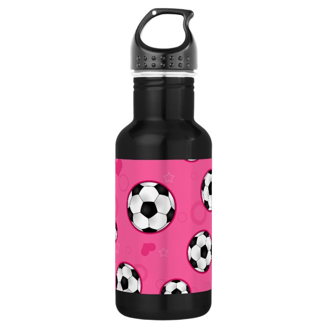 Niedlicher rosa Fußball-Stern-Druck Trinkflasche (Vorderseite)