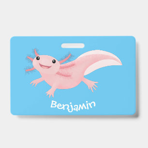 Niedlicher rosa glücklicher Axolotl Ausweis