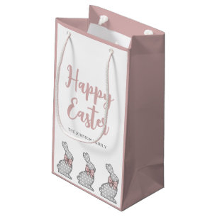 Niedlicher rosa Hase Frohe Ostern Kleine Geschenktüte