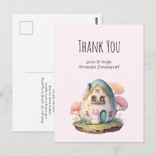Niedlicher rosa Hase Kanji Stil Danke Postkarte