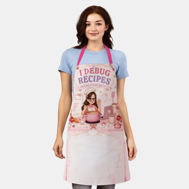 Niedlicher Rosa-Ich-debugge-Rezepte-Programmierer Schürze (Getragen)