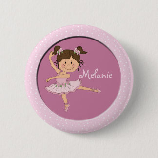 Niedlicher rosa individueller Name der Ballerina-1 Button