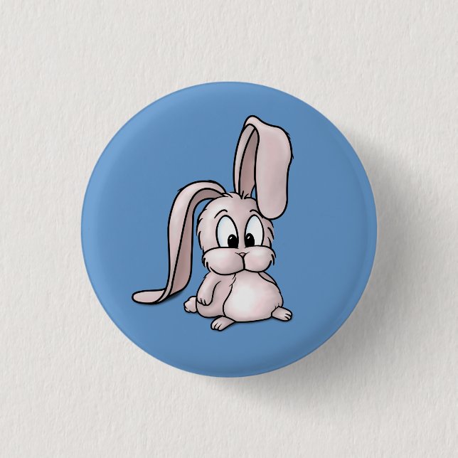 Niedlicher rosa Kaninchen-Cartoon Button (Vorderseite)
