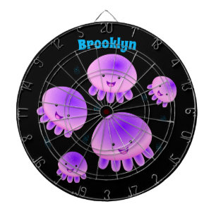 Niedlicher Rosa lila Quallenfisch Kawaii Cartoon Dartscheibe