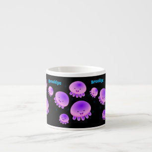 Niedlicher Rosa lila Quallenfisch Kawaii Cartoon Espressotasse