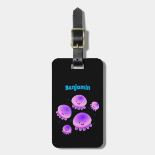 Niedlicher Rosa lila Quallenfisch Kawaii Cartoon Gepäckanhänger