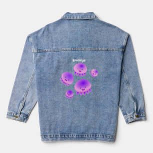 Niedlicher Rosa lila Quallenfisch Kawaii Cartoon Jeansjacke