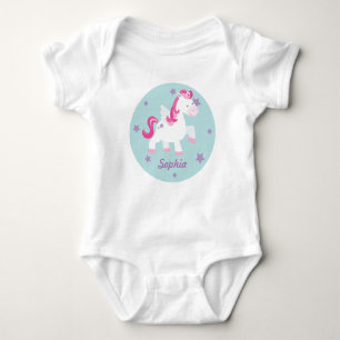 Niedlicher rosa magischer Unicorn-Baby-Strampler Baby Strampler