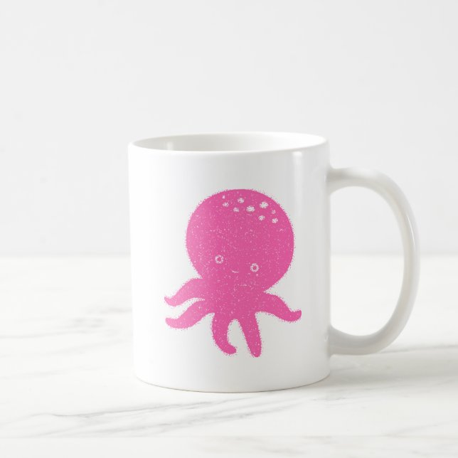 Niedlicher rosa Oktopus Alte Schrift Kaffeetasse (Rechts)