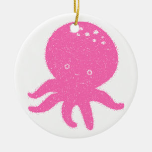 Niedlicher rosa Oktopus Alte Schrift Keramik Ornament