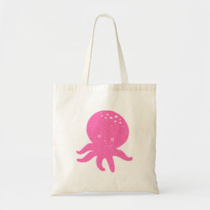 Niedlicher rosa Oktopus Alte Schrift Tragetasche