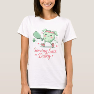 Niedlicher rosa Pickleball-Charakter lustiger Spru T-Shirt