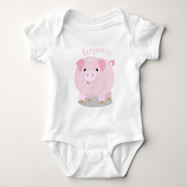 Niedlicher Rosa-Pot-Cartoon Baby Strampler (Vorderseite)