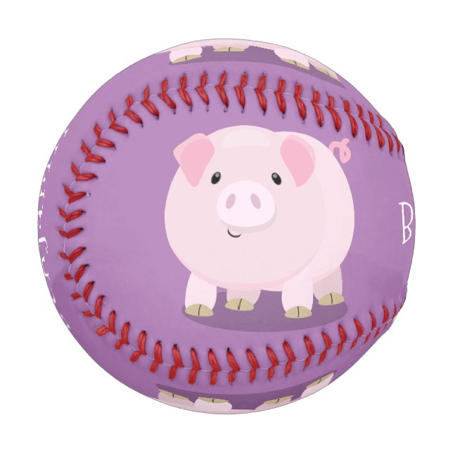 Niedlicher Rosa-Pot-Cartoon Baseball (Vorderseite Links)