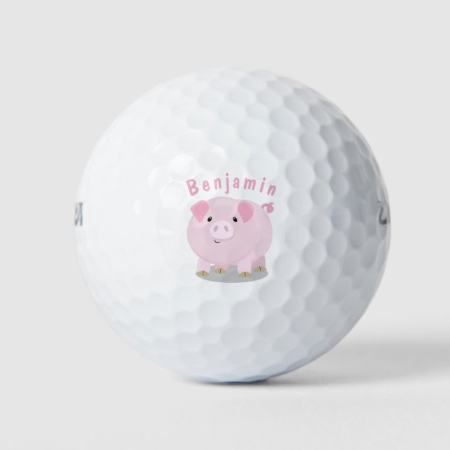 Niedlicher Rosa-Pot-Cartoon Golfball (Vorderseite)