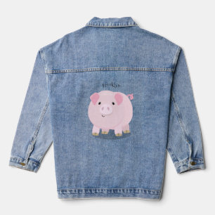 Niedlicher Rosa-Pot-Cartoon Jeansjacke