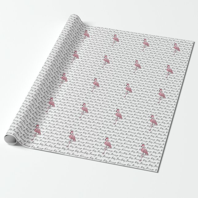 Niedlicher Rosa Retro-Flamingo Geschenkpapier (Ungerollt)