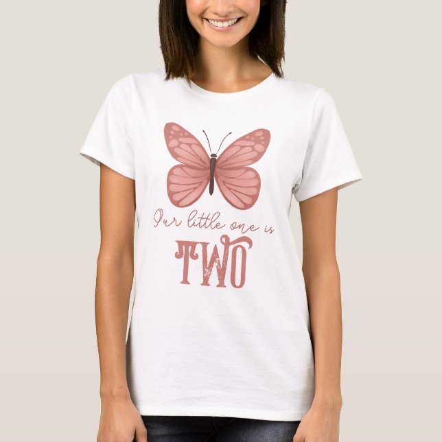 Niedlicher Rosa Schmetterling Kindergeburtstag Par T-Shirt (Vorderseite)
