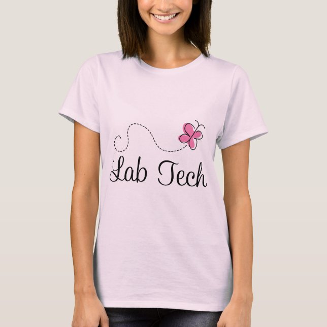 Niedlicher rosa Schmetterlings-LabradorTech T-Shirt (Vorderseite)