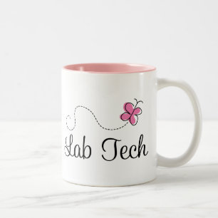 Niedlicher rosa Schmetterlings-LabradorTech Zweifarbige Tasse