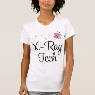 Niedlicher rosa Schmetterlings-Röntgenstrahl Tech T-Shirt