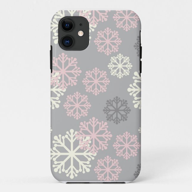 Niedlicher rosa Schneeflocke-Winter iPhone 5 Fall Case-Mate iPhone Hülle (Rückseite)