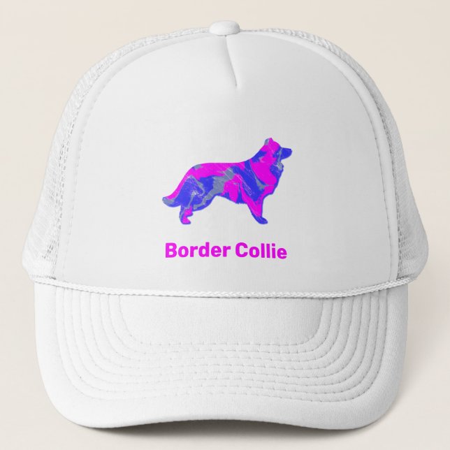 Niedlicher rosa Silhouette für Collie Dog an der G Truckerkappe (Vorderseite)