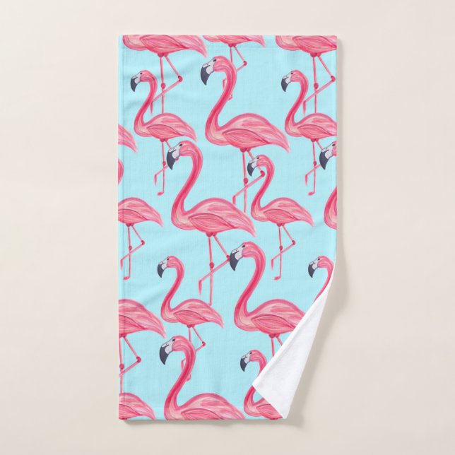 Niedlicher rosa Sommer gemaltes Flamingo-Muster Handtuch (Handtuch)