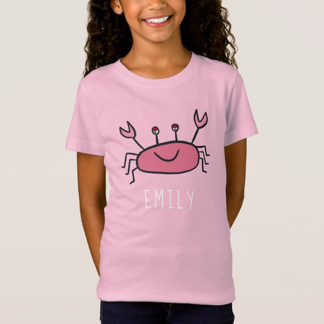 Niedlicher Rosa Taschenkrebse Tiername T-Shirt (Vorderseite)