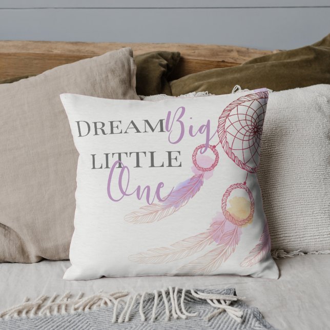 Niedlicher rosa Traum Big Little One Dream Zitat Kissen (Cute Pink Dream Big Little One Dream Quote Throw Pillow)