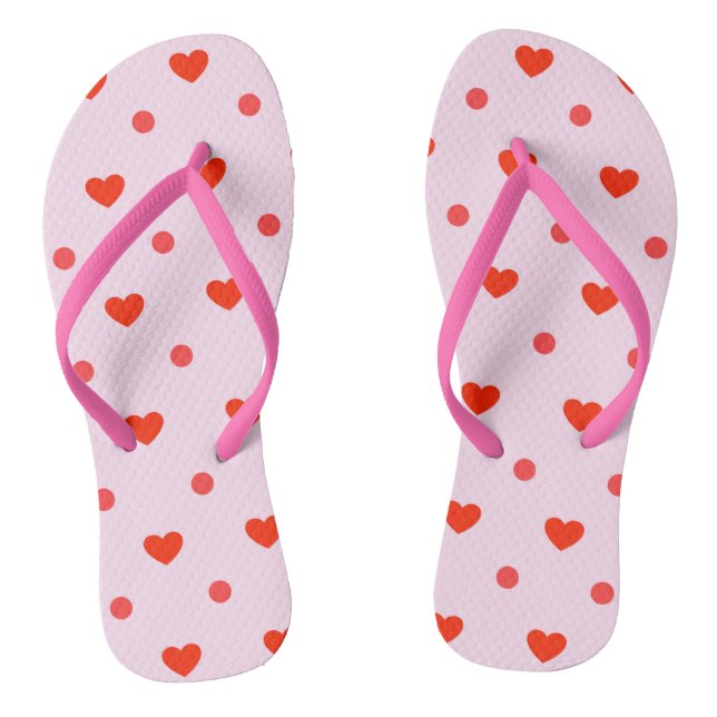 Niedlicher Rosa und Rotes Herz Flip Flops (Fußbett)