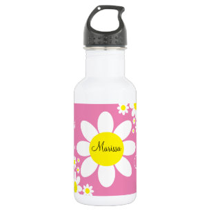 Niedlicher Rosa und Weißer Individuelle Name Edelstahlflasche