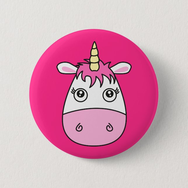 Niedlicher rosa Unicorn-Abzeichen-Button-Knopf Button (Vorderseite)