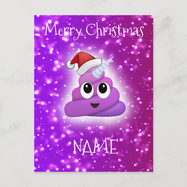 Niedlicher rosa Unicorn kacken Emoji Postkarte (Vorderseite)