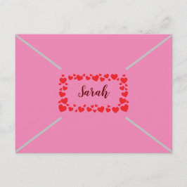 Niedlicher, rosa Valentinstag für individuell eins Feiertagspostkarte