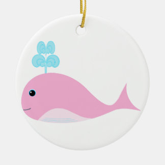 Niedlicher rosa Wal Keramik Ornament