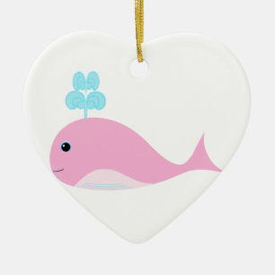 Niedlicher rosa Wal Keramik Ornament