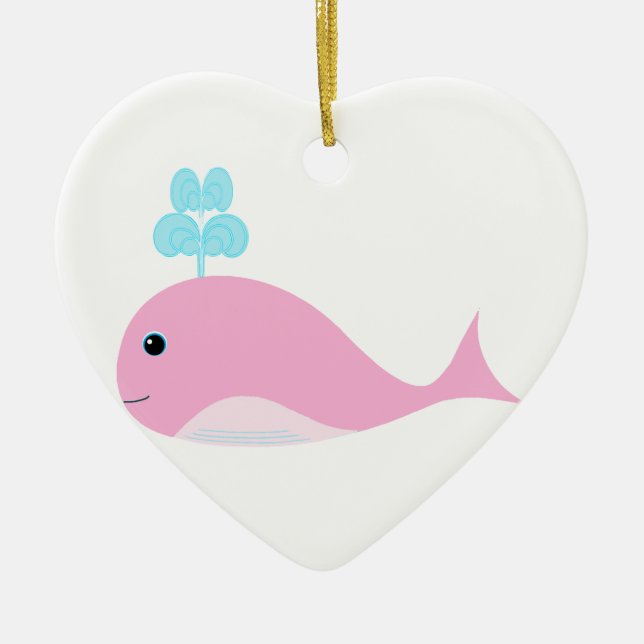 Niedlicher rosa Wal Keramik Ornament (Vorne)