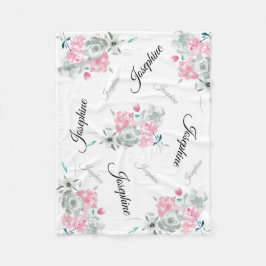 Niedlicher rosa Wasserfarben Blumengebirgsname Fleecedecke