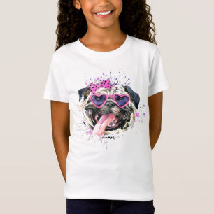 Niedlicher rosa Watercolor-Mops T-Shirt