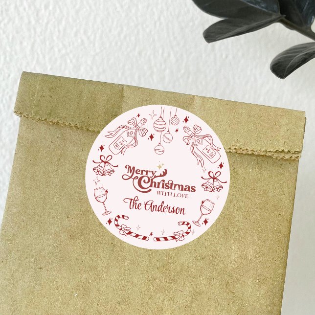 Niedlicher, rosa Weihnachtsbaum Runder Aufkleber (Von Creator hochgeladen)