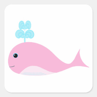 Niedlicher Rosa Whale Quadratischer Aufkleber